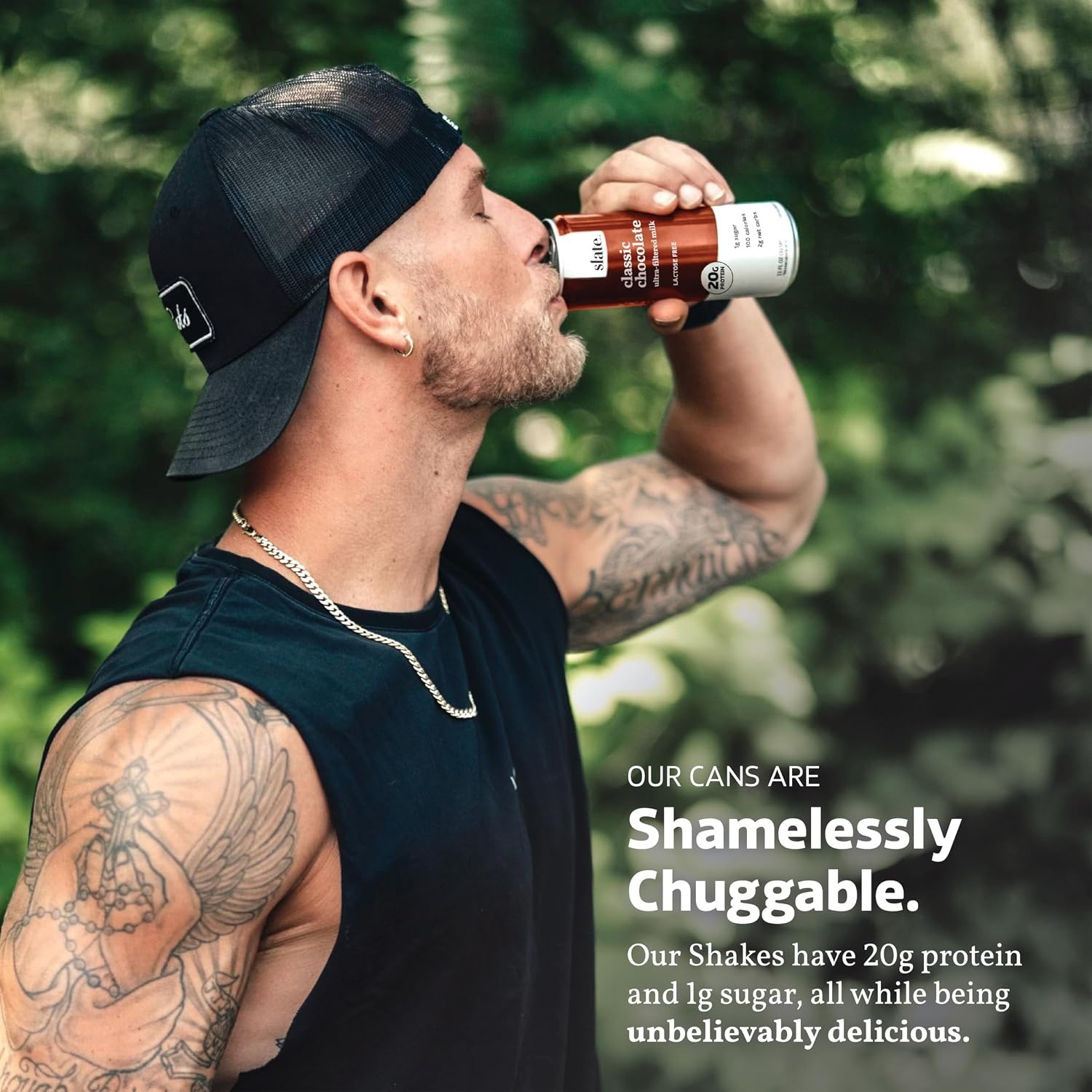 image:imageSlate Milk High Protein Milk Shakes Neapolitan Variety Pack Classic Chocolate Classic Strawberry French Vanilla Lactose Free 20g Protein1g Sugar100 Calories12g Net Carbs 11 fl oz12 CansChocolate Variety Pack