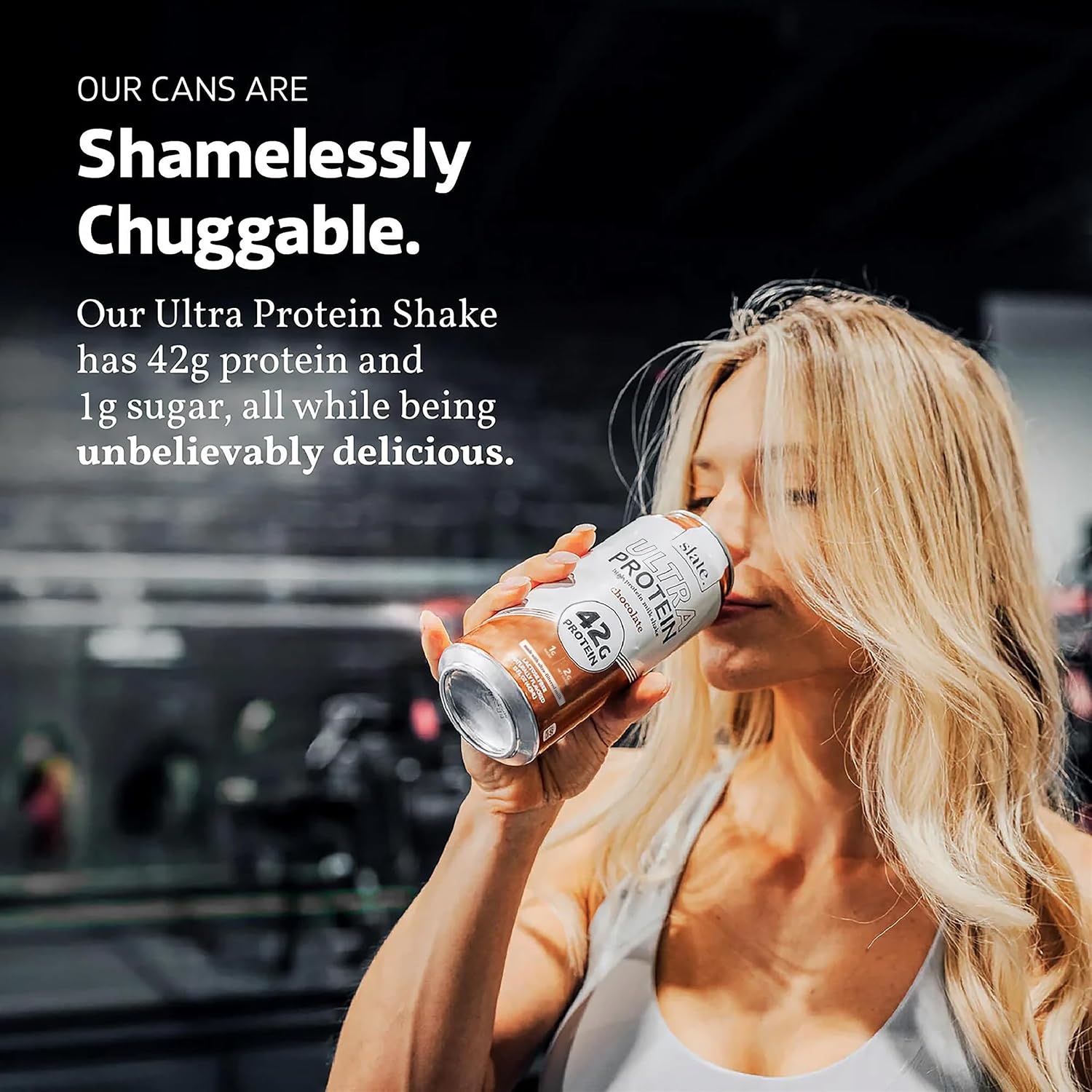 image:imageSlate Milk Ultra Protein Shake Chocolate 42g Protein 1g Sugar 190 Calories 2g Net Carbs Lactose Free No Added Sugar Made with Ultra Filtered Milk Breakfast Boost Post Workout 15 fl oz 12 CansChocolate