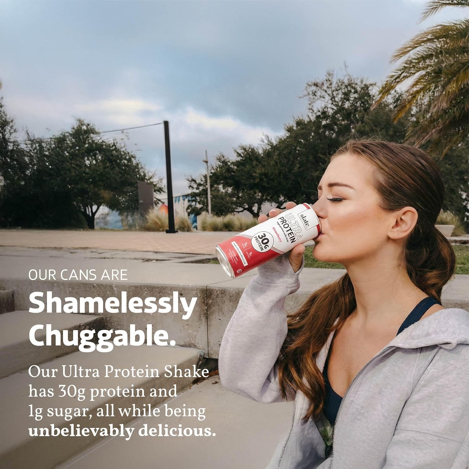 image:imageSlate Milk Ultra High Protein Milk Shake Neapolitan Pack Chocolate Vanilla amp Strawberry 30g Protein 1g Sugar 130 Calories 12g Net Carbs No Added Sugar Lactose Free 11 fl oz 12 CansNeapolitan Pack