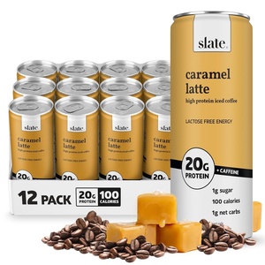 image:imageSlate Milk  High Protein Milk Shakes Neapolitan Variety Pack Classic Chocolate Classic Strawberry French Vanilla Lactose Free 20g Protein1g Sugar100 Calories12g Net Carbs 11 fl oz12 CansCaramel