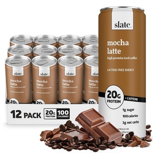 image:imageSlate Milk  High Protein Milk Shakes Neapolitan Variety Pack Classic Chocolate Classic Strawberry French Vanilla Lactose Free 20g Protein1g Sugar100 Calories12g Net Carbs 11 fl oz12 CansMocha